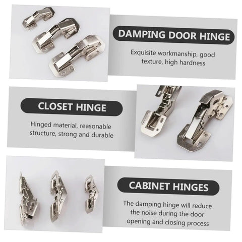 4 Inch Damping Wardrobe Hinges Easy Install No Slam Soft Close Cabinet Door Hinges Stainless Steel 4 Piece Set displayed