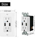 20 Pack White Usb Wall Outlets Serve Up Top Shelf Charging Speeds Through Dual 4.2A Outlets And Standard Sockets dimensions shown.