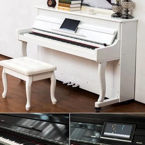 Heavy Duty Stainless Steel Chrome Continuous Piano Hinge For Cabinets And Doors, 24 Inch Long Solid Construction With Pre Drilled Holes on a piano.