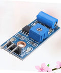 Motion Detection Vibration Sensor Module Alarm Switch with Alertor for DIY Security Systems 1 Piece High Sensitivity Vibe Sensor Drive Easy Connect Versatile Motion Alarm Module for Home Office and Industrial Use blue PCB with connector and adjustment dial