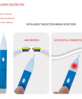Intelligent electric pen showing link broken and successful connection detection features for electricians.