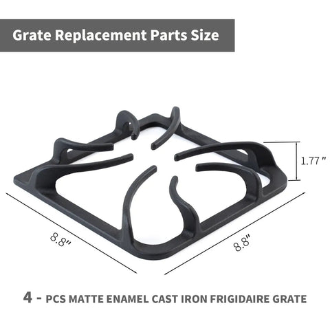 Beefed Up Heavy Duty Cast Iron Stove Grate Replacement Set For Frigidaire And Kenmore Gas Ranges, 8.8 By 8.8 Inches