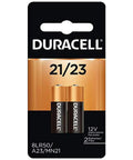 Hella Reliable 12V Alkaline Battery Pack For A23 Mn21 23Af 23Ae 2Pk in Duracell packaging for garage door keys and keypads.