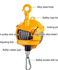 Spring Balancer Tool Hoist Stand With Manual Lock Adjustment And Power Tool Weight Slinger, detailed view of components.