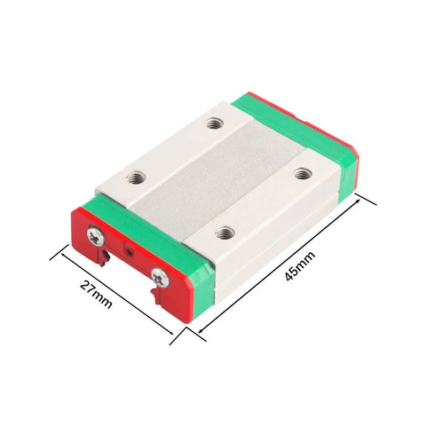 MGN12H 400mm Linear Rail Guide With Two Carriages For 3D Printer And CNC Upgrade, close-up of one carriage with measurements