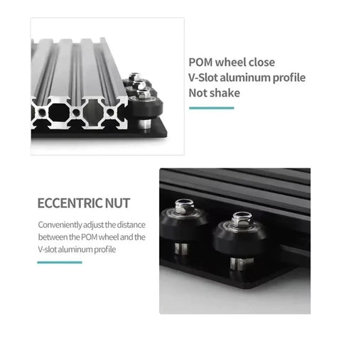 Groove Frame Connection Plate Kit For 3D Printers 20 To 80mm Wide Frames With Six Wheels Black Aluminum Solid POM Plate flexible mounting holes