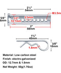 20 Pack One Half Inch By Two Inch Heavy Duty Multi Hole Clevis Pins With R Clips, Adjustable Universal Fastener, Low Carbon Steel, Galvanized Finish, Includes One Eighth Inch Hole And Seven Thirty Second Inch Center Spacing