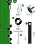 Heavy Duty Trampoline Ground Anchors 19 Inch Screw In Stakes for High Wind, Pack of 4, size and components diagram.