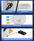 Fuel Pump Replacement E3992M components showing sensor, plug, inlet/outlet, and strainer for Chevy S10 Blazer and similar SUVs.