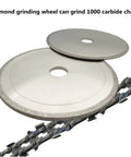 Diamond Chainsaw Grinding Wheel Five And Three Quarters Inch Diameter, Eighty Grit, Three Sixteenths Inch Thick, with carbide chain