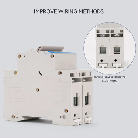 Side view of 2 Pole Miniature Circuit Breaker 20A C20 6KA Breaking Capacity 110-240V AC Thermal Magnetic Trip Heavy Duty