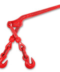 Red ratcheting binder from Heavy Duty Chain And Binder Kit For Trucks And Flatbeds With 20 Ft Grade 70 Chains And Load Binders