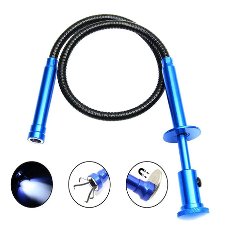 Flexible Claw Pickup Tool With Magnet And LED Light, 28 Inch Telescoping Reacher With Four Claws For Small Parts Jewelry Mechanics And Home DIY, Extendable Grabber Tool In Blue