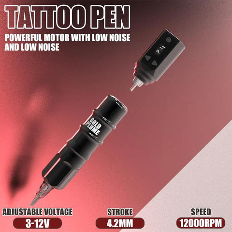 Wireless Tattoo Pen Kit For Beginners With 10 Tattoo Needles And 5 Ink Colors, complete cordless tattoo machine on display