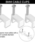100 Pack 8mm Ethernet Cable Clips With Nails For Cat6 Cat7 Flat Cables White Durable UV Stabilized Plastic Cord Holders To Keep Cables Tidy No Mess For Home And Office Use
