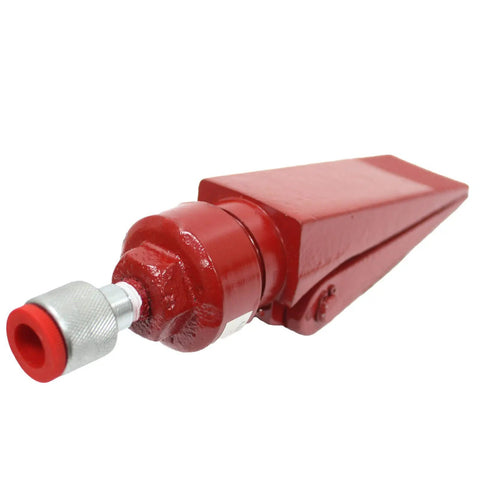 Heavy Duty Half Ton Hydraulic Spreader With Power Jaw Ram Coupler, showing red metallic body and NPT quick coupling, 3-3/4 inch jaw opening.