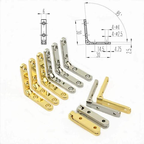 10 Pack Dope Silver Zinc Alloy Hinge For Jewelry And Watch Boxes, 30x30x6mm, 2.5mm Thick, 95 Degree Open, Premium Wood Box Accessories