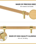 Beech Wood Drawer Pulls 10 Pack Gold Finish Cabinet Handles Knobs Aluminum Brass Construction