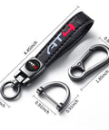 Clean Genuine Leather Car Key Ring For GMC AT4 Ride Durable Zinc Alloy Black Metal Fob Holder with clips and dimensions