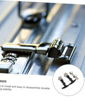 Close-up of Two Pack T Handle Elastic Rubber Hood Catch Latch Flexible Draw Latch on metal surface, stainless steel and rubber design