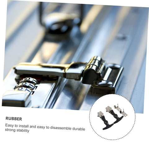 Close-up of Two Pack T Handle Elastic Rubber Hood Catch Latch Flexible Draw Latch on metal surface, stainless steel and rubber design