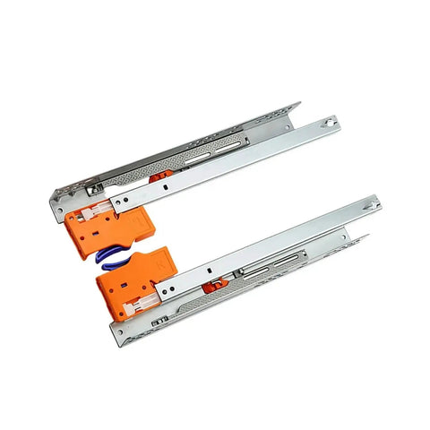 These Heavy Duty Undermount Drawer Slides 21 Inch with orange clips showcase durable steel for quiet operation.