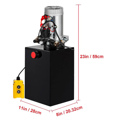 Electric Hydraulic Pump 20 Quart Double Acting With Metal Reservoir For Dump Trailers Heavy Duty And Easy To Install Built In Overpressure Relief Valve For Safe Reliable Power Preassembled And Ready To Run