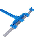 Nail Every Cabinet Hardware Job With Zero Sweat Using This Spot On Punch Locator Drill Guide Solid Aluminum Alloy Jig for Accurate Positioning in Door and Cabinet Fabrication, blue color.