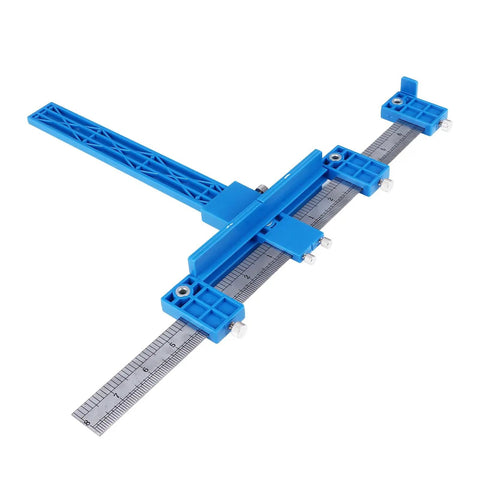 Nail Every Cabinet Hardware Job With Zero Sweat Using This Spot On Punch Locator Drill Guide Solid Aluminum Alloy Jig for Accurate Positioning in Door and Cabinet Fabrication, blue color.