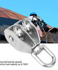 Close-up of Two Pack Double Pulley Block Heavy Duty Lifting Sheave With Steel Wire Rope Hook for rigging up to 75KG.