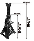 Torin AT43005AB 3-ton steel jack stands with double locking pins, black, 2-pack