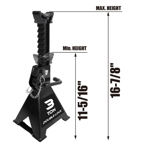 Torin AT43005AB 3-ton steel jack stands with double locking pins, black, 2-pack
