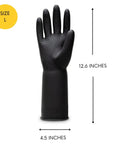 Chemical Resistant Latex Gloves For Heavy Duty Cleaning And Industrial Work, Extra Thick Rubber, 12.6 Inch Black, Large