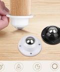 Adhesive Caster Wheels For Furniture Storage Boxes And Trash Cans 1 Inch Low Profile Black 360 Degree Swivel ABS with stainless steel ball