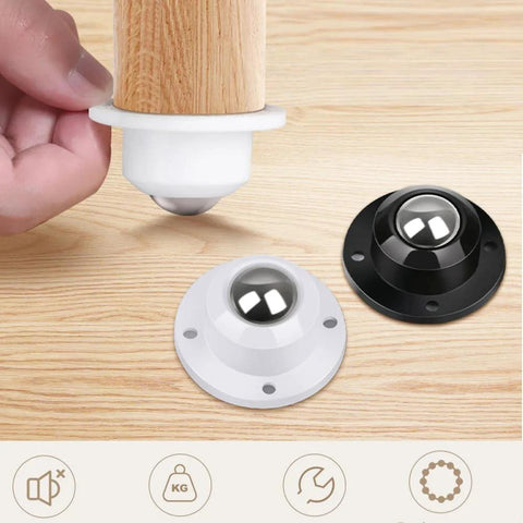 Adhesive Caster Wheels For Furniture Storage Boxes And Trash Cans 1 Inch Low Profile Black 360 Degree Swivel ABS with stainless steel ball