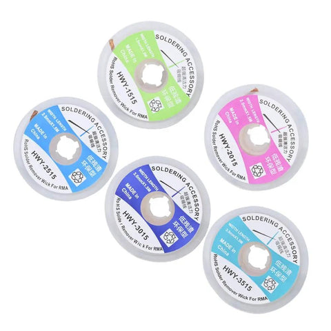 Pro Grade Desoldering Wick Set 5 Pcs One Point Five Meters Copper Solder Removal Wire For Electronics Repair PCB Maintenance