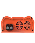 Back view of Heavy Duty DCDC Battery Charger For Rv Camper Truck And Jeep, showing connectors and cooling vents.