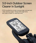 BSC100MAX GPS Bike Computer With 3 Inch Display on bike handlebar showing cycling data in sunlight