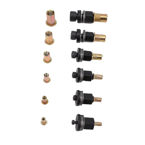 Ultimate Multi-Size Rivet Tool Set For Sheet Metal And Pipe Jobs With Threaded Nut Adapters In M3 M4 M5 M6 M8 And M10 Fits Manual Or Electric Drill Kits You Gonna Love: black metal drill adapters with M3-M10 threaded nuts