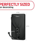 Diagram showing dimensions of XL Matte Black Triple Hook With Three Adhesive Strips For Damage Free Wall Hanging No Tools Needed Holds Up To 10 Lbs