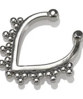 Dope Tribal Multi Dot V Shape Design 14 Gauge 316L Surgical Steel Hoop Clip On Fake Septum Nose Ring Non Piercing Jewelry