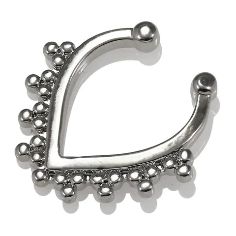 Dope Tribal Multi Dot V Shape Design 14 Gauge 316L Surgical Steel Hoop Clip On Fake Septum Nose Ring Non Piercing Jewelry