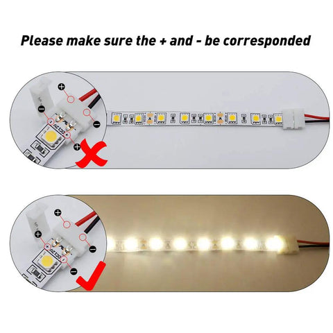 10 Pack Solderless LED Strip Connector Snap Down 2 Conductor For 10mm Wide 5050 5630 Single Color Flex Strips Ideal For Quick Reliable LED Wiring Across Projects