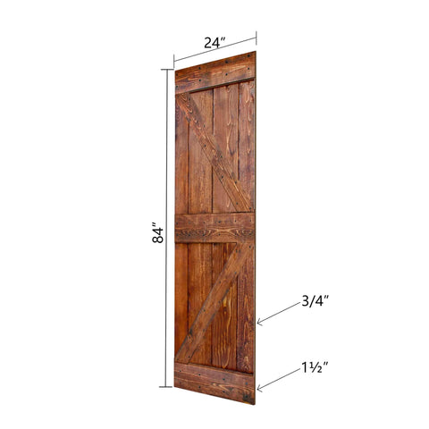48 Inch By 84 Inch Classic Walnut Solid Wood Double Sliding Barn Door With Hardware Kit For Pantry Laundry Room Master Bath Closet Or Office Space Saving DIY Assembly Required side view