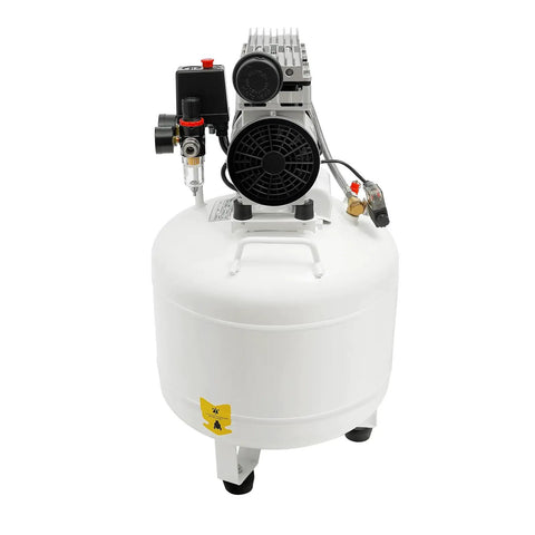 Heavy Duty 40 Gallon Quiet Air Compressor Tool With Powerful One Horsepower Oil-Free Motor Reaching Up To One Hundred Fifteen Psi Pressure For Impact Wrenches And Paint Spraying Jobs Around The Shop
