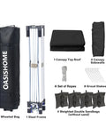 Pop Up Gazebo Instant Portable Canopy Tent 10x10 Black With Four Sidewalls And Windows Plus Wheeled Carry Bag and accessories