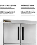 The Real Deal Heavy Duty Reach In Freezer With Two Section Split Solid Doors Serious 43 Cubic Foot Capacity Top Shelf Cold Storage built tough for bustling kitchens.