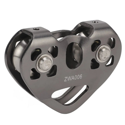 Backyard Zipline Pulley System With Rotating Double Trolley Lightweight Forged Aluminum Alloy Smooth Stainless Steel Wheel Dual Cable Rail Trolley For Epic Outdoor Adventure