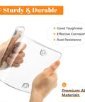 Hands bending clear ABS plate showing flexibility of 2 Pack Clear License Plate Protector Frames For Front And Rear No Hassle Install With Screws Caps ABS Car Frame Fits Any Standard US Plates American Flag Design Weather Ready And Rust Resistant For Your Ride