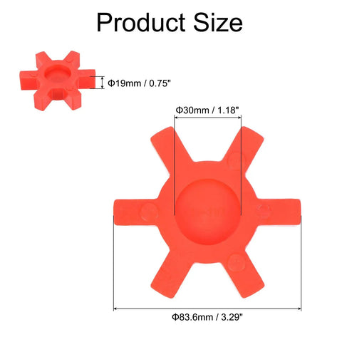 Six Pack L110 Jaw Coupling Inserts Red Urethane Flexible Solid Type Center Inserts For L Jaw Couplings L Jaw Coupler Set Replacement High Strength Durable Drive System, size 30mm ID, 83.6mm OD